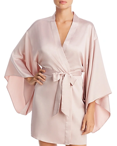 Shop Flora Nikrooz April Charmeuse Kimono-sleeve Robe In Shell Pink