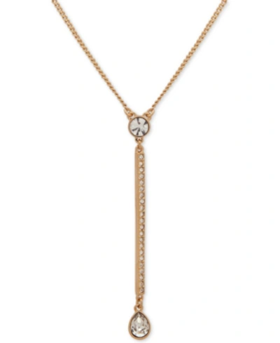 Shop Dkny Gold-tone Crystal Lariat Necklace, 16" + 3" Extender