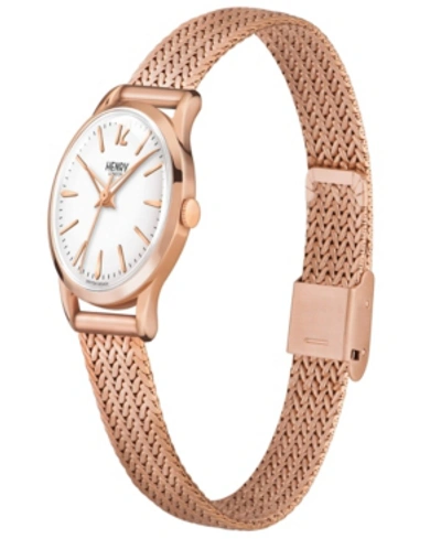 Shop Henry London Richmond Ladies 25mm Rose Gold Stainless Steel Mesh Bracelet Watch With Rose Gold Stainless Steel Ca In White
