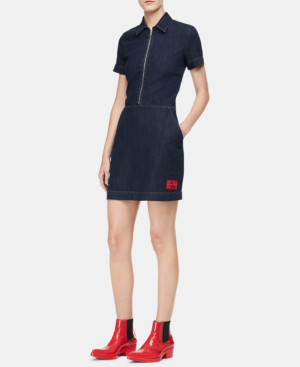 calvin klein denim dress zipper
