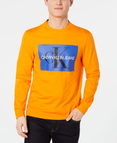 Shop Calvin Klein Jeans Est.1978 Men's Monogram Logo Graphic T-shirt In Orange Popsicle