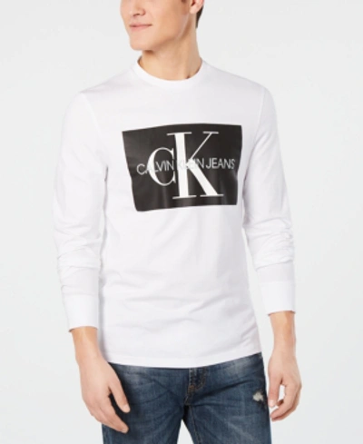 Shop Calvin Klein Jeans Est.1978 Men's Monogram Logo Graphic T-shirt In Brilliant White