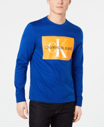 Shop Calvin Klein Jeans Est.1978 Men's Monogram Logo Graphic T-shirt In Surf The Web