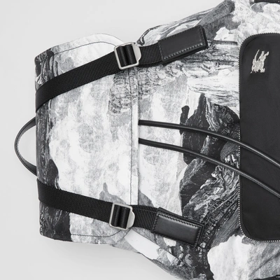 Shop Burberry The Extra Large Rucksack In Dreamscape Print In Black/white