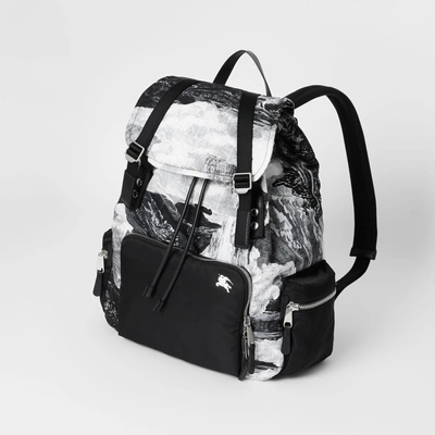 Shop Burberry The Extra Large Rucksack In Dreamscape Print In Black/white