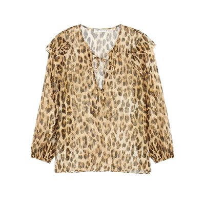 Shop Alice And Olivia Sissy Leopard-print Silk-chiffon Blouse