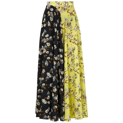 Shop Off-white Printed Panelled Maxi Skirt