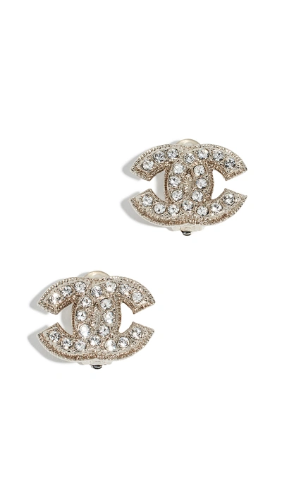 Crystal Cc Earrings In Silver