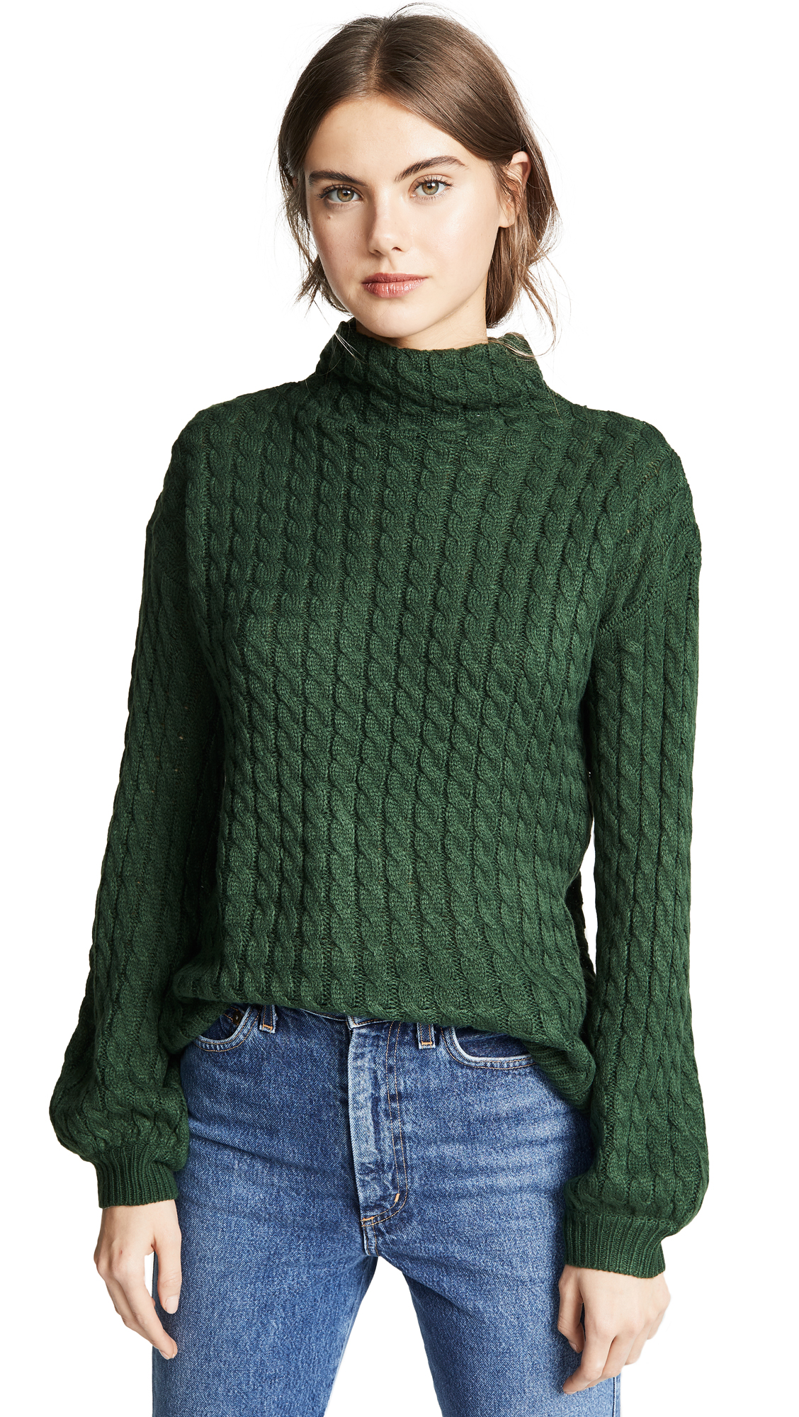 hunter green cable knit sweater