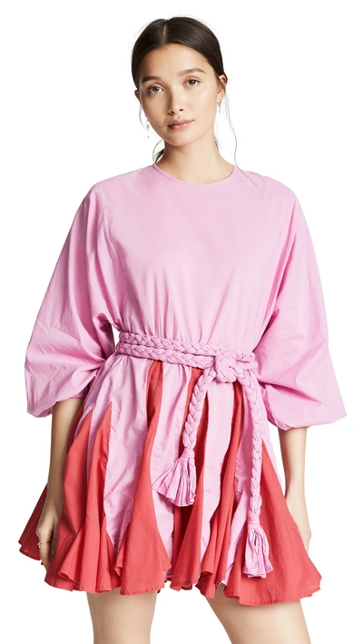 Shop Rhode Ella Dress In Pink Prism Color Block