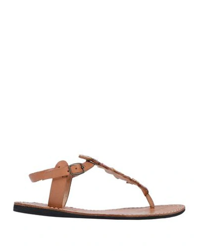 Shop Laidback London Flip Flops In Tan