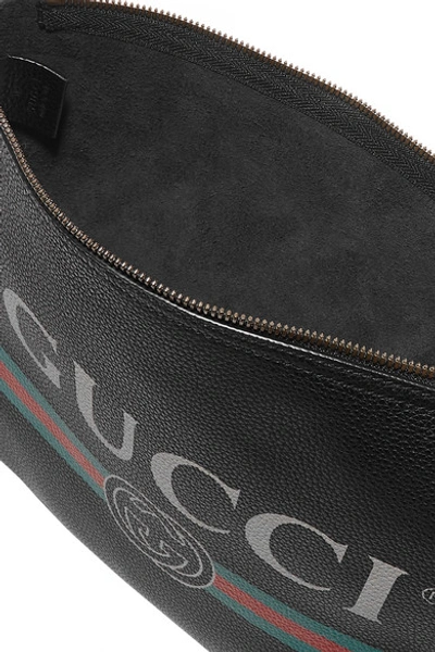 Shop Gucci Printed Textured-leather Pouch