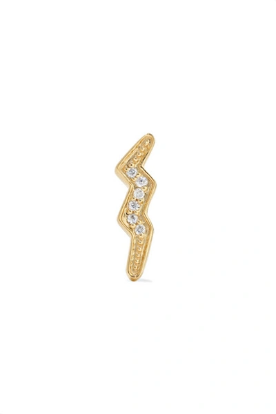 Shop Andrea Fohrman Mini Lightning Bolt 14-karat Gold Diamond Earring