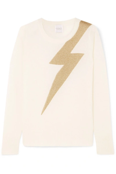 Shop Madeleine Thompson Greve Metallic Intarsia Cashmere Sweater In Cream