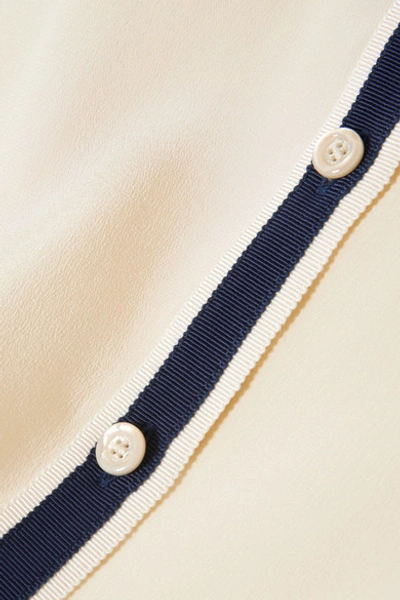 Shop Gucci Grosgrain-trimmed Silk Crepe De Chine Shirt In Ivory
