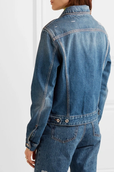 Shop Off-white Distressed Appliquéd Denim Jacket In Blue