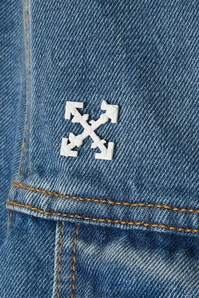 Shop Off-white Distressed Appliquéd Denim Jacket In Blue