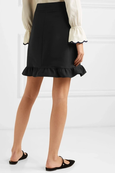 Shop Tory Burch Ruffled Twill Skirt In Black