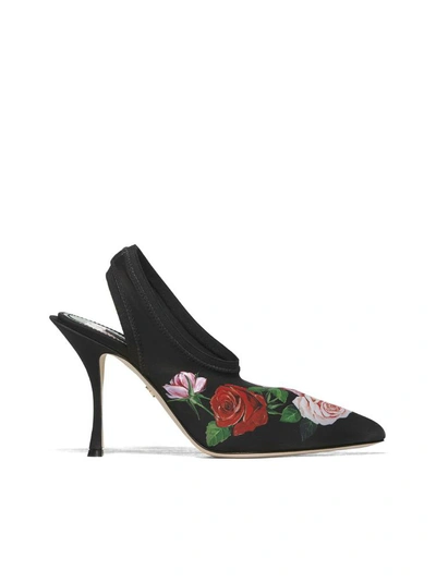 Shop Dolce & Gabbana Flowery Print Pumps In Nero Multicolor