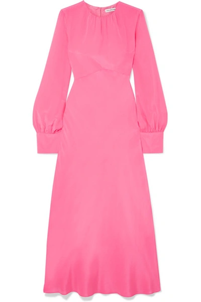 Shop Les Rêveries Gathered Silk Crepe De Chine Maxi Dress In Pink