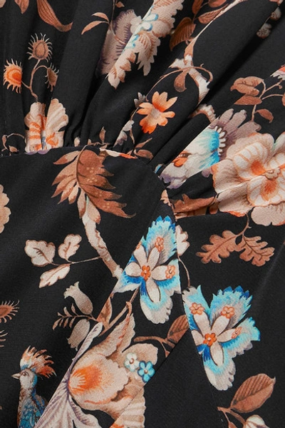 Shop Les Rêveries Floral-print Silk Crepe De Chine Maxi Dress In Black