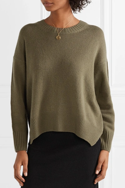 Shop Allude Oversized Cashmere Sweater In Army Green