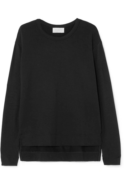 Shop Calé Camille Stretch-terry Sweatshirt In Black