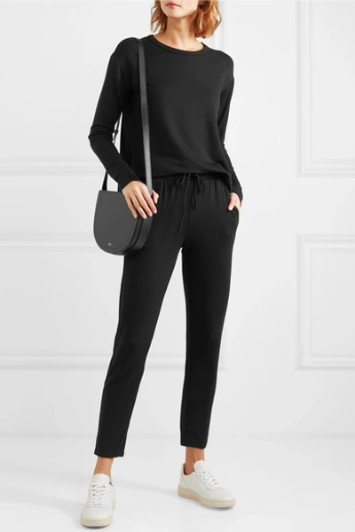 Shop Calé Camille Stretch-terry Sweatshirt In Black