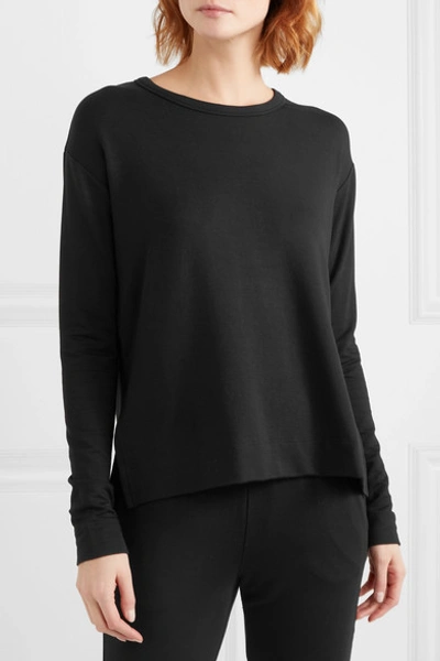 Shop Calé Camille Stretch-terry Sweatshirt In Black