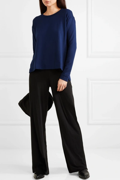 Shop Calé Camille Stretch-jersey Sweater In Navy