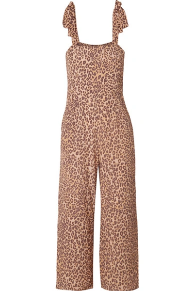 Shop Faithfull The Brand Elsa Cropped Leopard-print Crepe Jumpsuit In Leopard Print