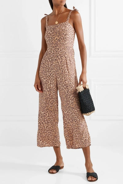 Shop Faithfull The Brand Elsa Cropped Leopard-print Crepe Jumpsuit In Leopard Print