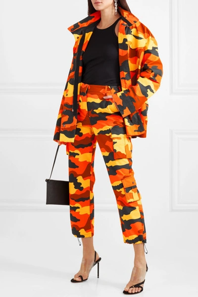 Shop Off-white Camouflage-print Cotton Straight-leg Pants In Orange