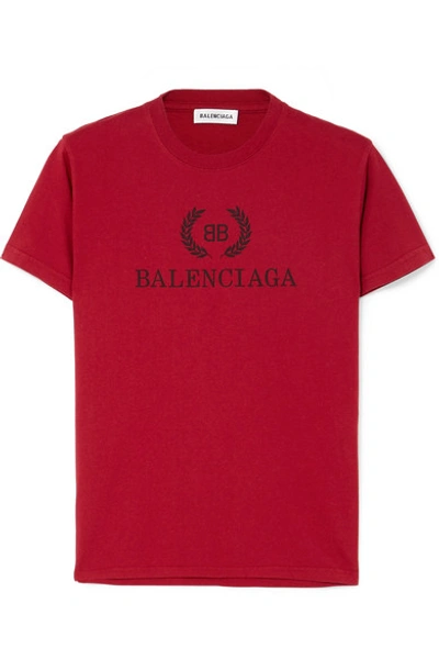 Shop Balenciaga Printed Cotton-jersey T-shirt