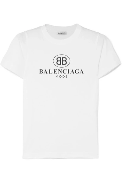 Shop Balenciaga Logo-print Cotton-jersey T-shirt In White