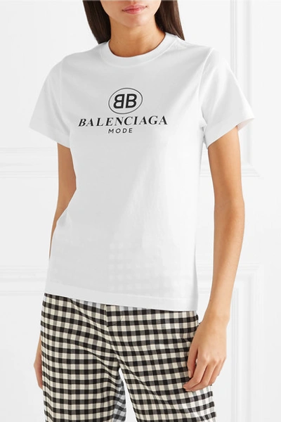 Shop Balenciaga Logo-print Cotton-jersey T-shirt In White