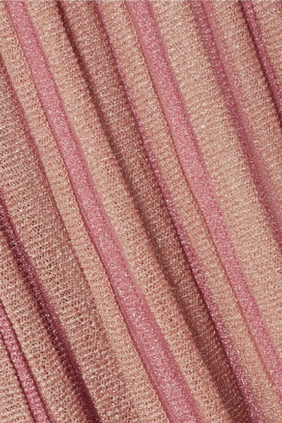 Shop Missoni Metallic Striped Crochet-knit Maxi Skirt In Pink
