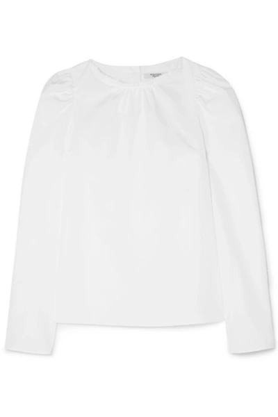 Shop Atlantique Ascoli Datcha Gathered Cotton-poplin Blouse In White