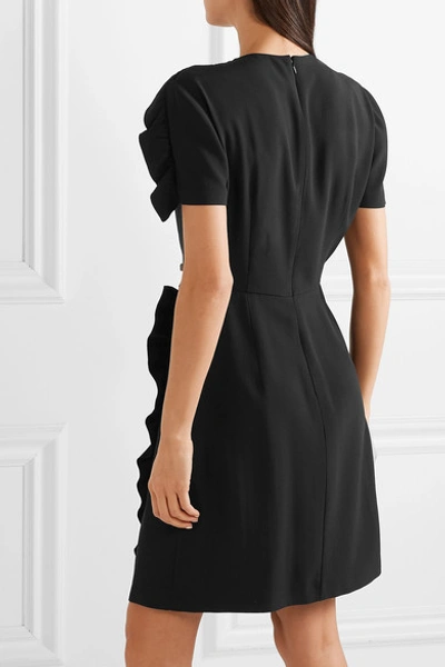 Shop Prada Wrap-effect Ruffled Crepe Mini Dress In Black