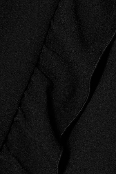 Shop Prada Wrap-effect Ruffled Crepe Mini Dress In Black