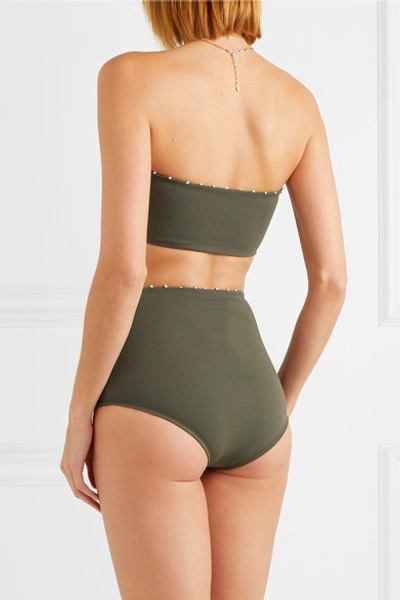Shop Marysia Corsica Knotted Stretch-crepe Bikini Briefs In Dark Green