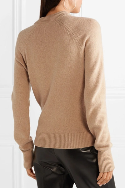 Shop Balmain Button-embellished Wool And Cashmere-blend Sweater In Beige