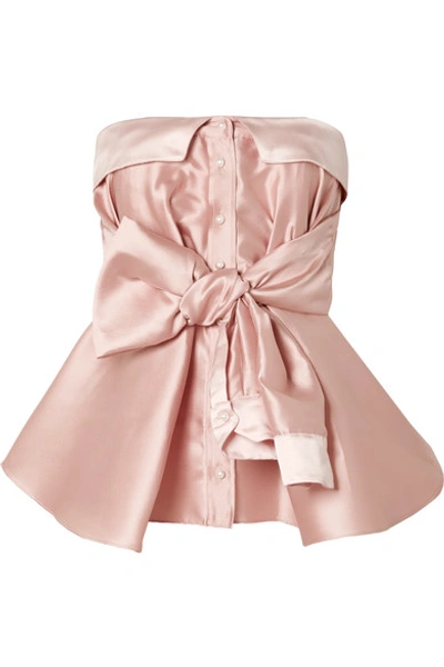 Shop Alexis Mabille Bow-detailed Satin Top In Blush