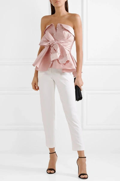 Shop Alexis Mabille Bow-detailed Satin Top In Blush