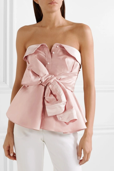 Shop Alexis Mabille Bow-detailed Satin Top In Blush