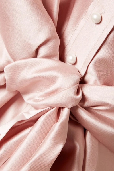 Shop Alexis Mabille Bow-detailed Satin Top In Blush