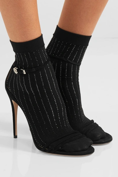 Shop Wolford Sparkle Stripe Metallic Knitted Socks In Black