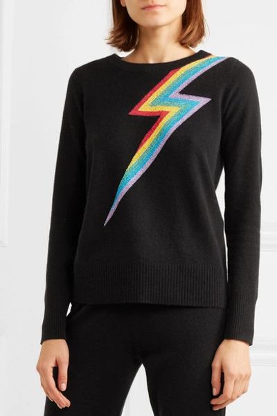 Shop Madeleine Thompson Chianti Metallic Intarsia Cashmere Sweater In Black