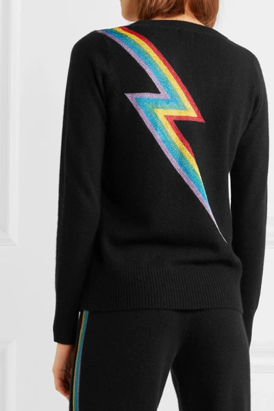 Shop Madeleine Thompson Chianti Metallic Intarsia Cashmere Sweater In Black