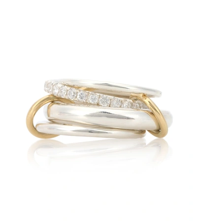 Shop Spinelli Kilcollin Luna Sg Sterling Silver And 18kt Gold Rings With Diamonds